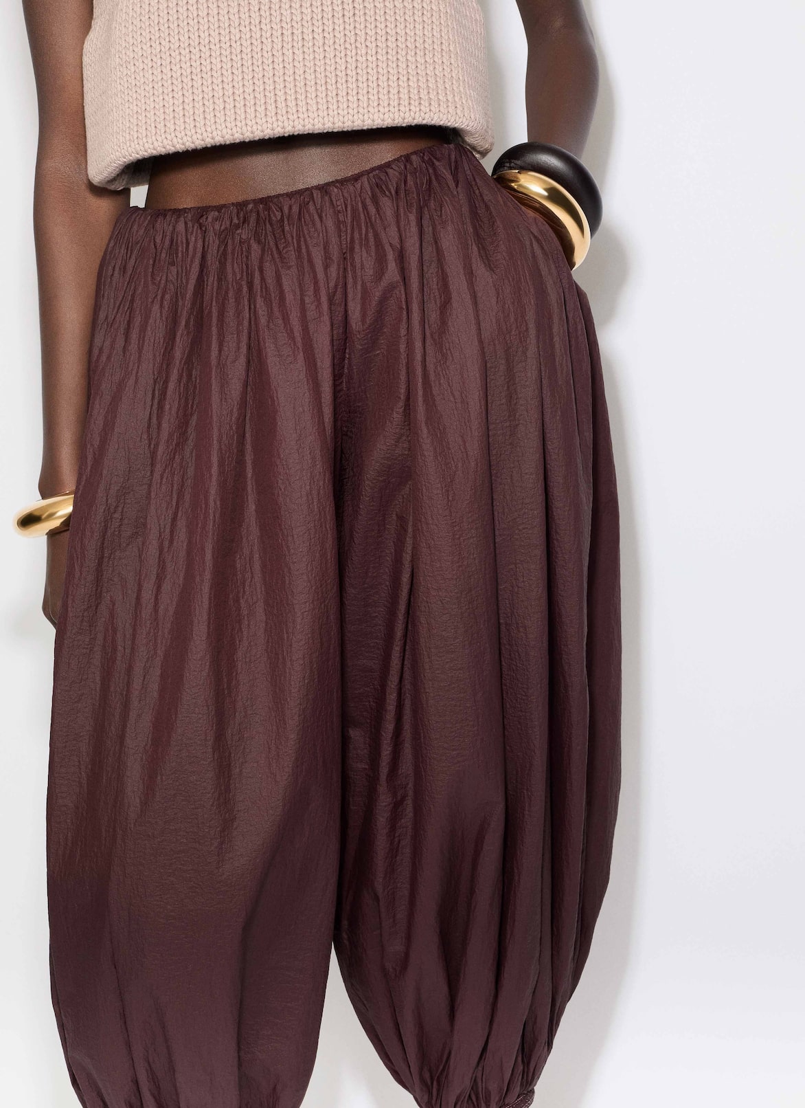 SOFT NYLON BALLOON PANTS ALAÏA BURGUNDY SOFT NYLON BALLOON PANTS